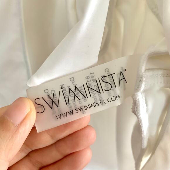 3/$15 Swiminista Front Tie 'Cheerful' One Piece Swimsuit in White - Picture 8 of 12